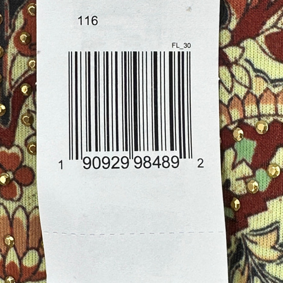 Farmers Market Deco Tie Waist Jacobean Floral Embellished Shirt Plus Size 2X - Picture 8 of 9